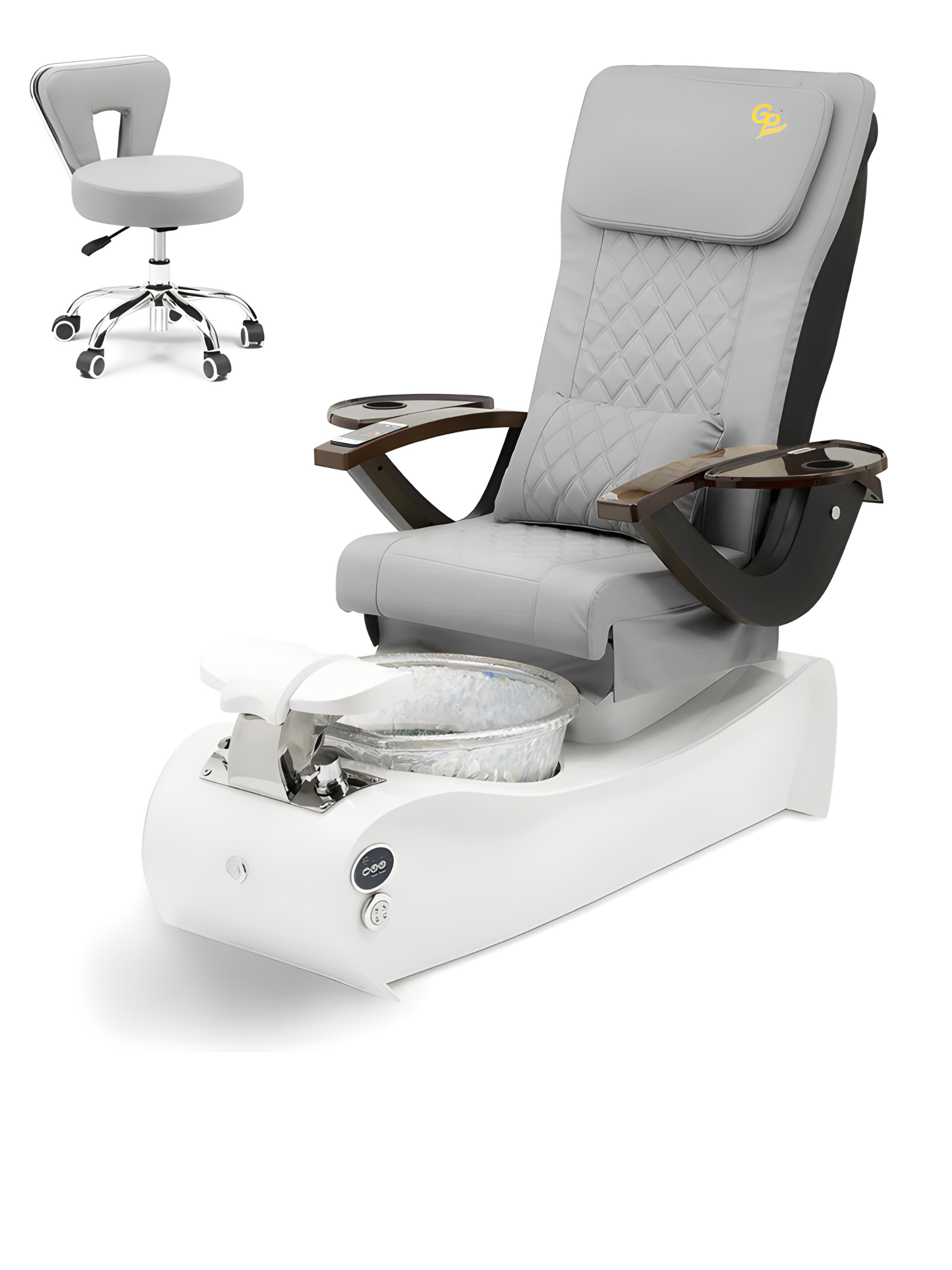 Thunder Pedicure Spa Chair  - White Base - Unicorn Bowl - C01 Leather