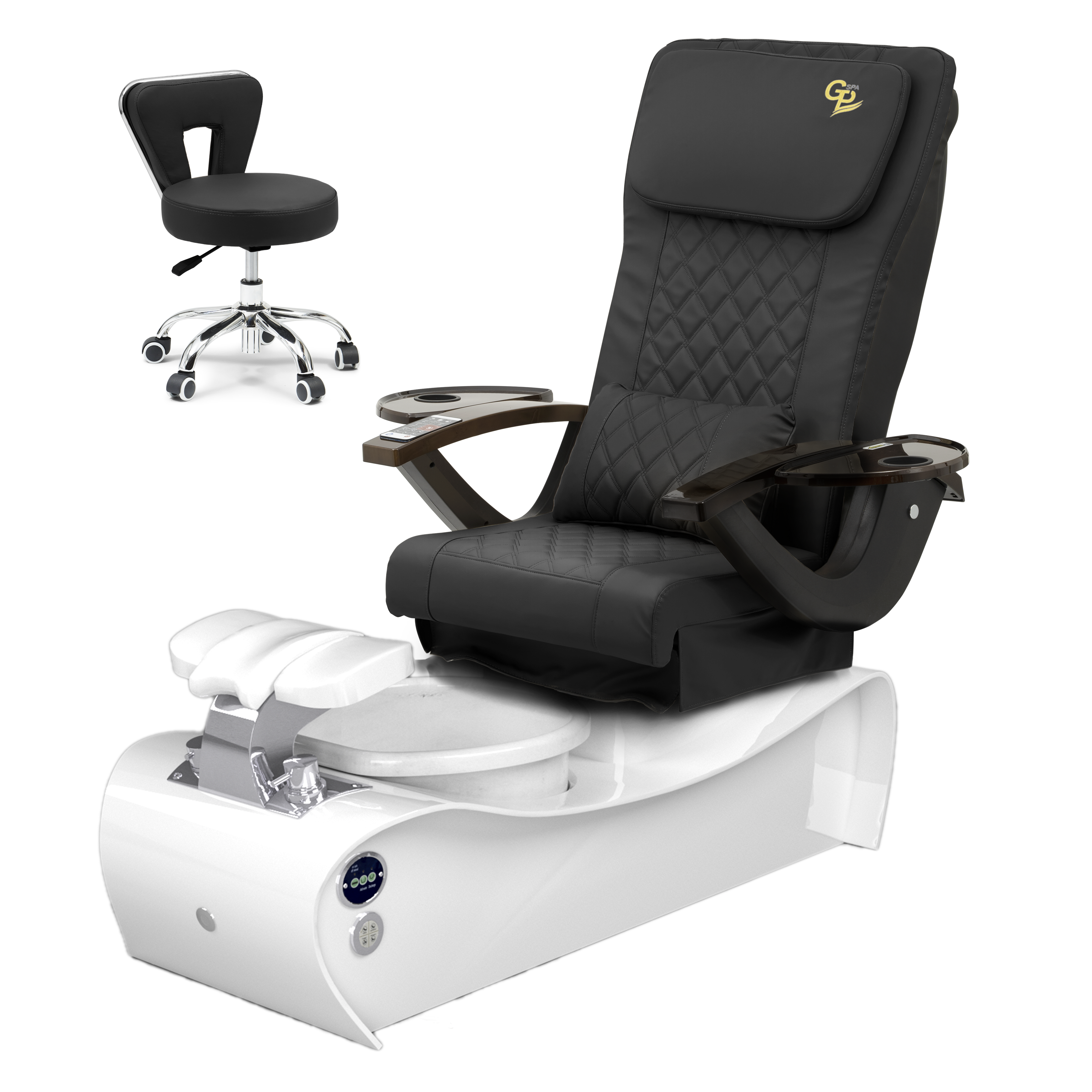 Thunder Pedicure Spa Chair  - White Base - Marble Bowl White - C01 Leather