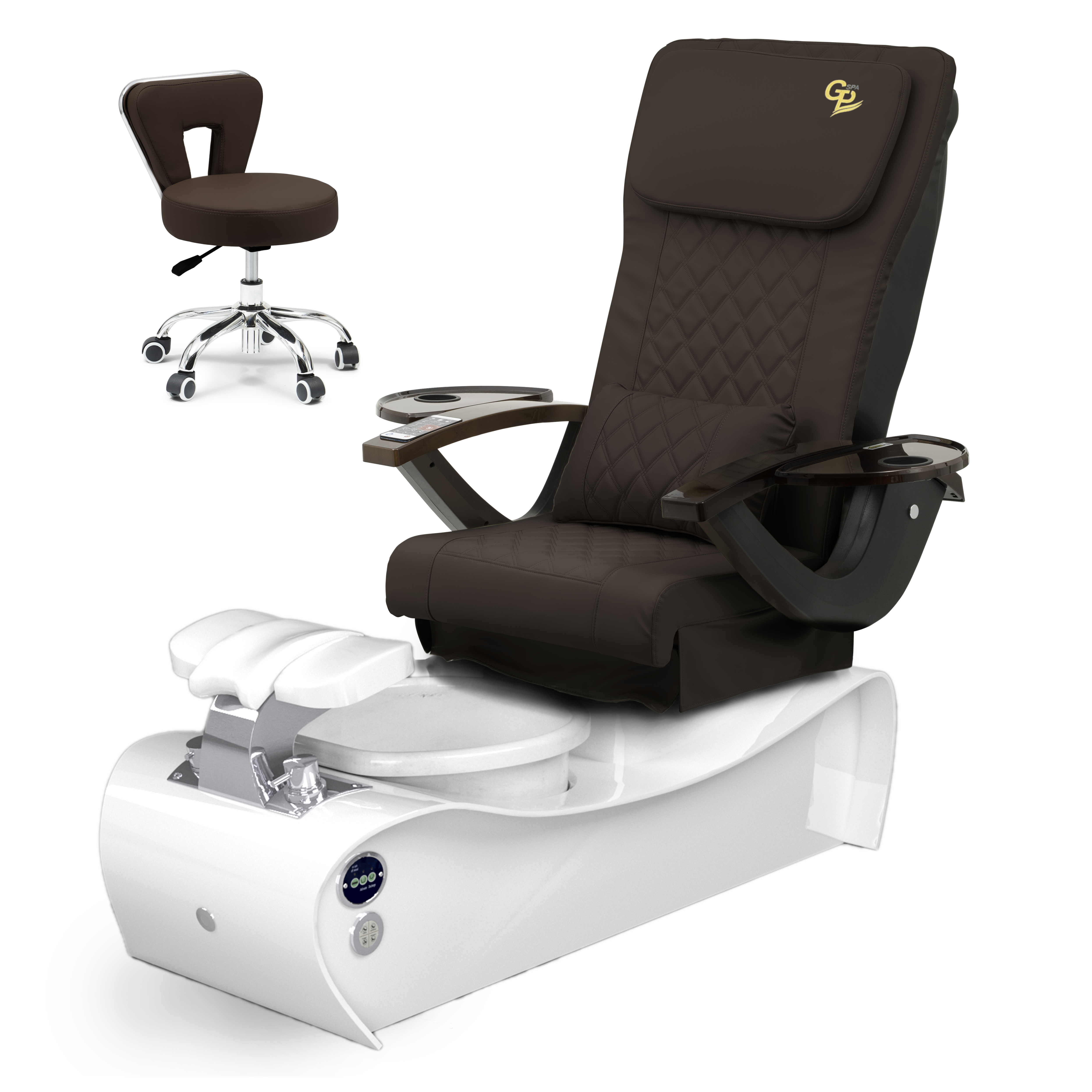 Thunder Pedicure Spa Chair  - White Base - Marble Bowl White - C01 Leather