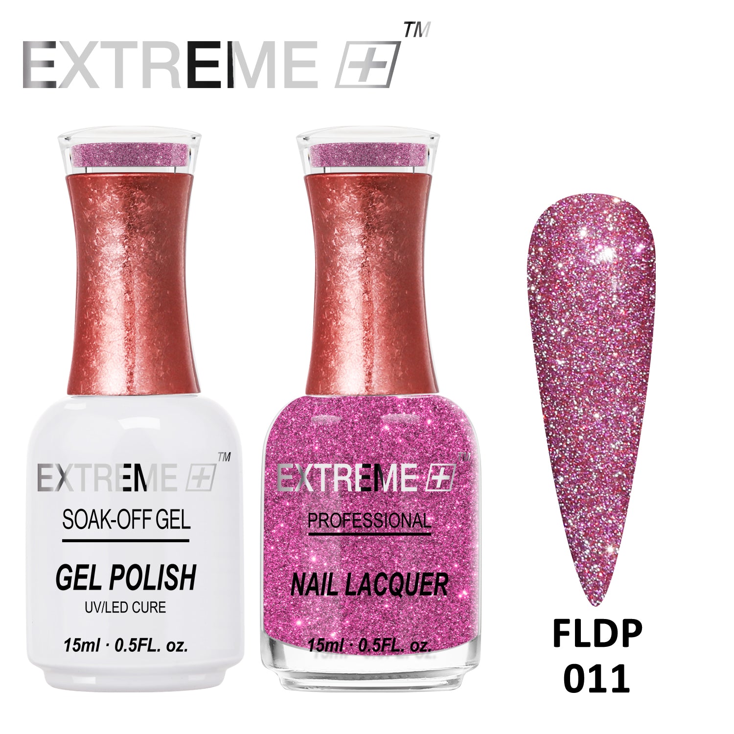 EXTREME+ Đèn pin trên Nail Bộ đôi gel lấp lánh phản quang - #011 Hibiscus