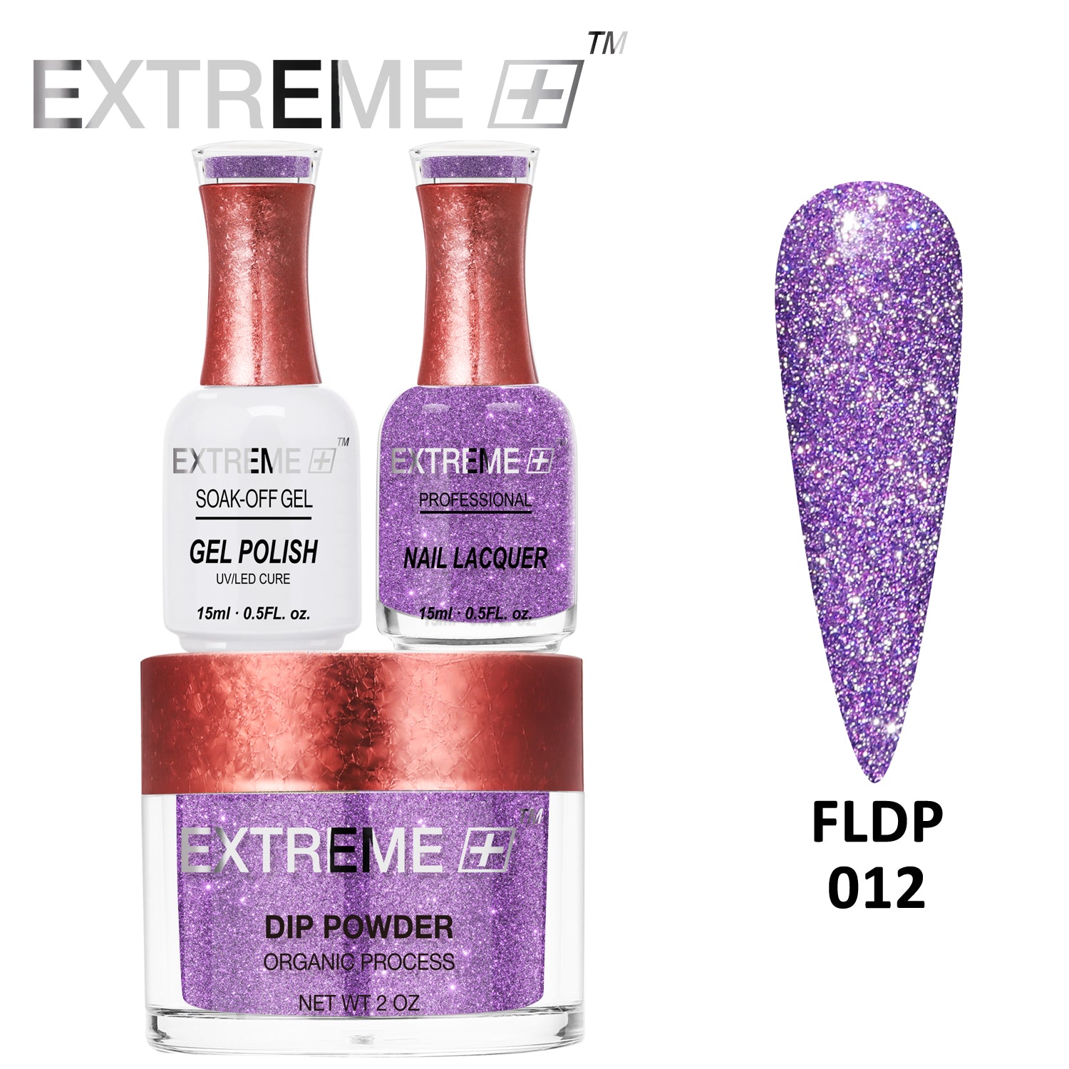 EXTREME+ Flashlight on Nail Reflective Glitter Trio Kit - #012 Grape