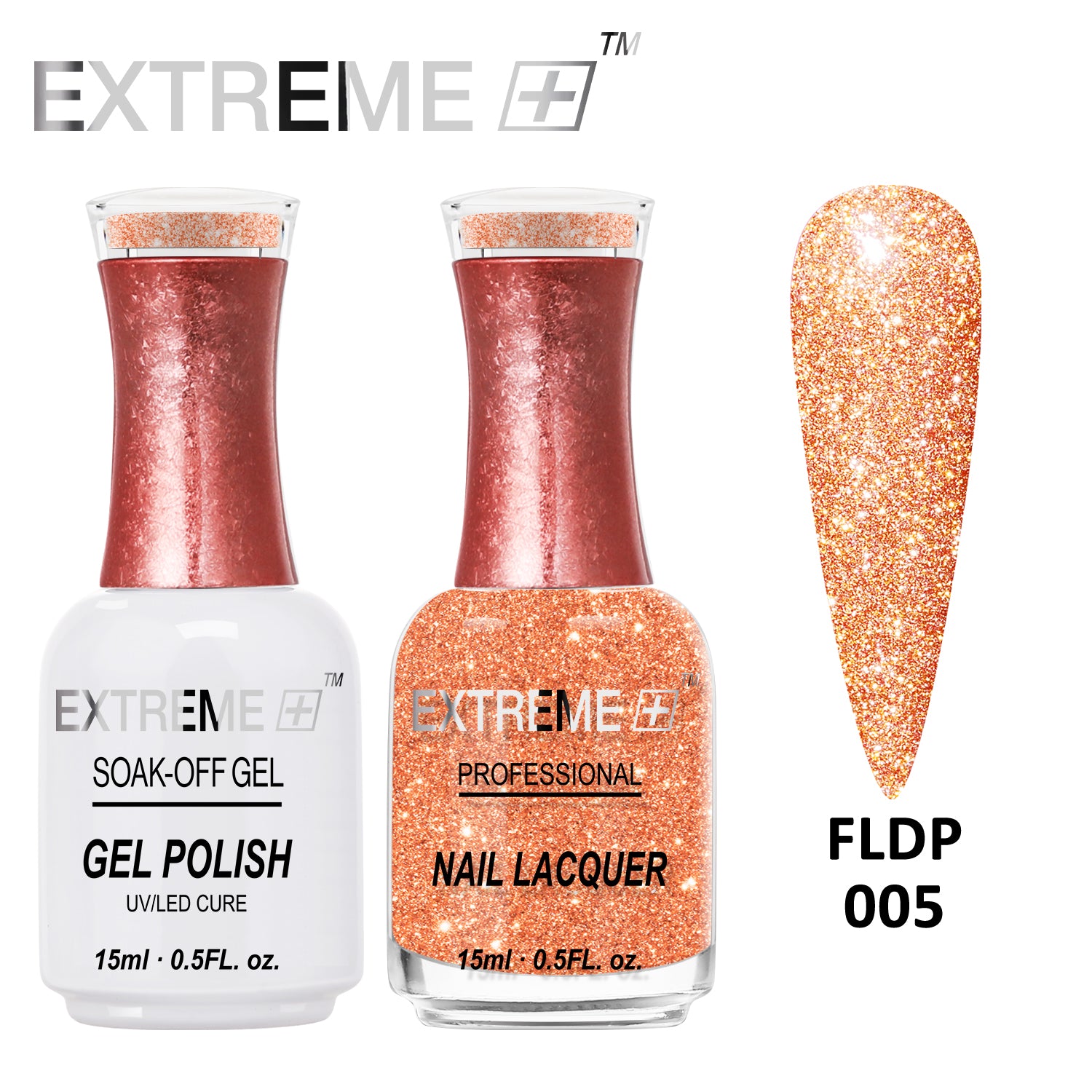 EXTREME+ Đèn pin trên Nail Bộ đôi Gel lấp lánh phản quang - #005 Caramel