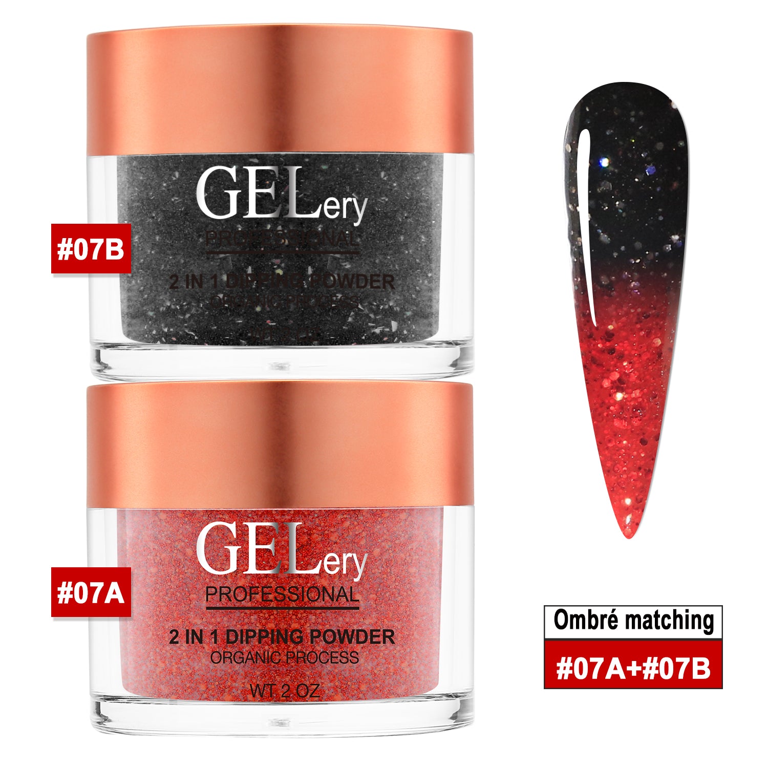 GELery Ombre Dipping Set - #7A + 7B - Free Easy Easy Ombre Base Gel 0.5oz