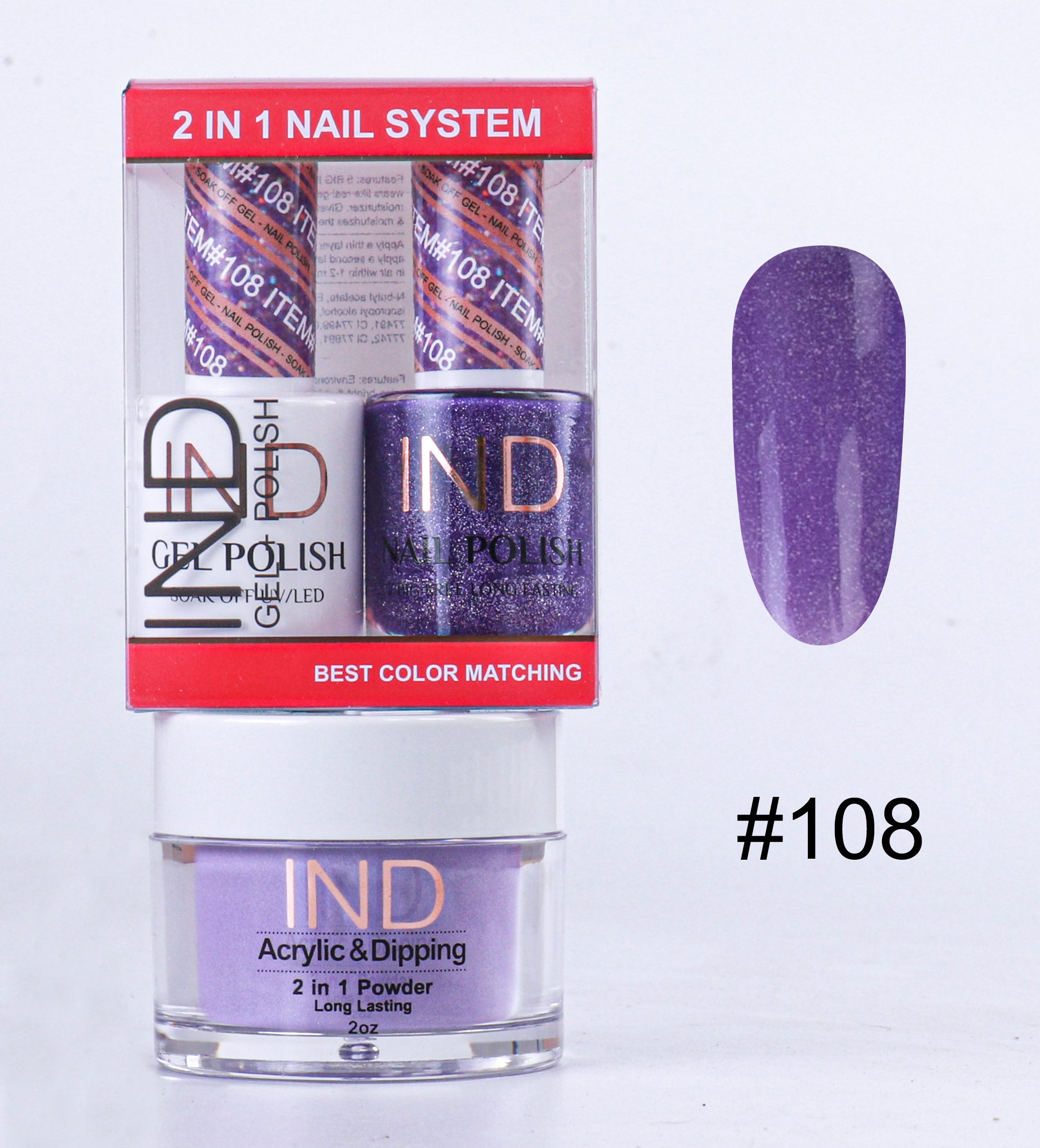 Combo IND 3 IN 1 Gel + Sơn mài + Phấn phủ - #108