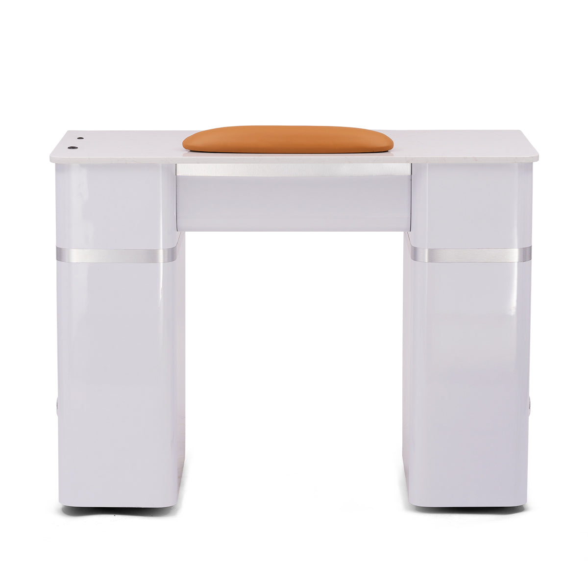 Nail Table - T02W - with Vent Hood - White Shiney Silver