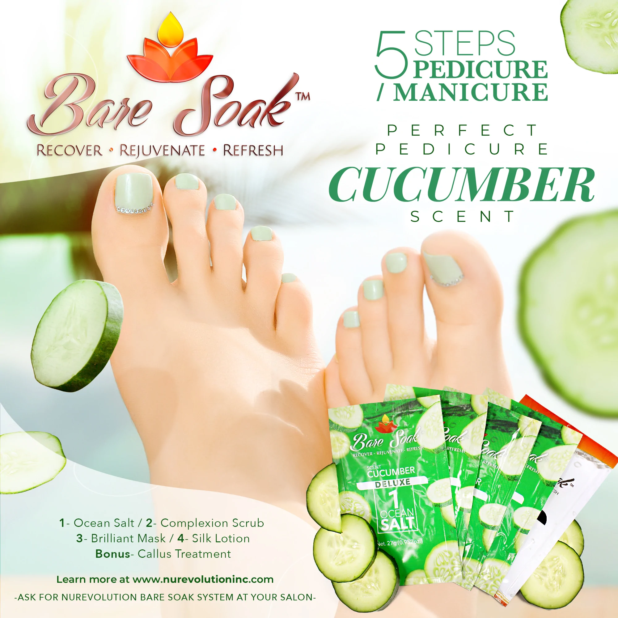 NuRevolution Deluxe 5 Steps Pedicure - Dưa chuột