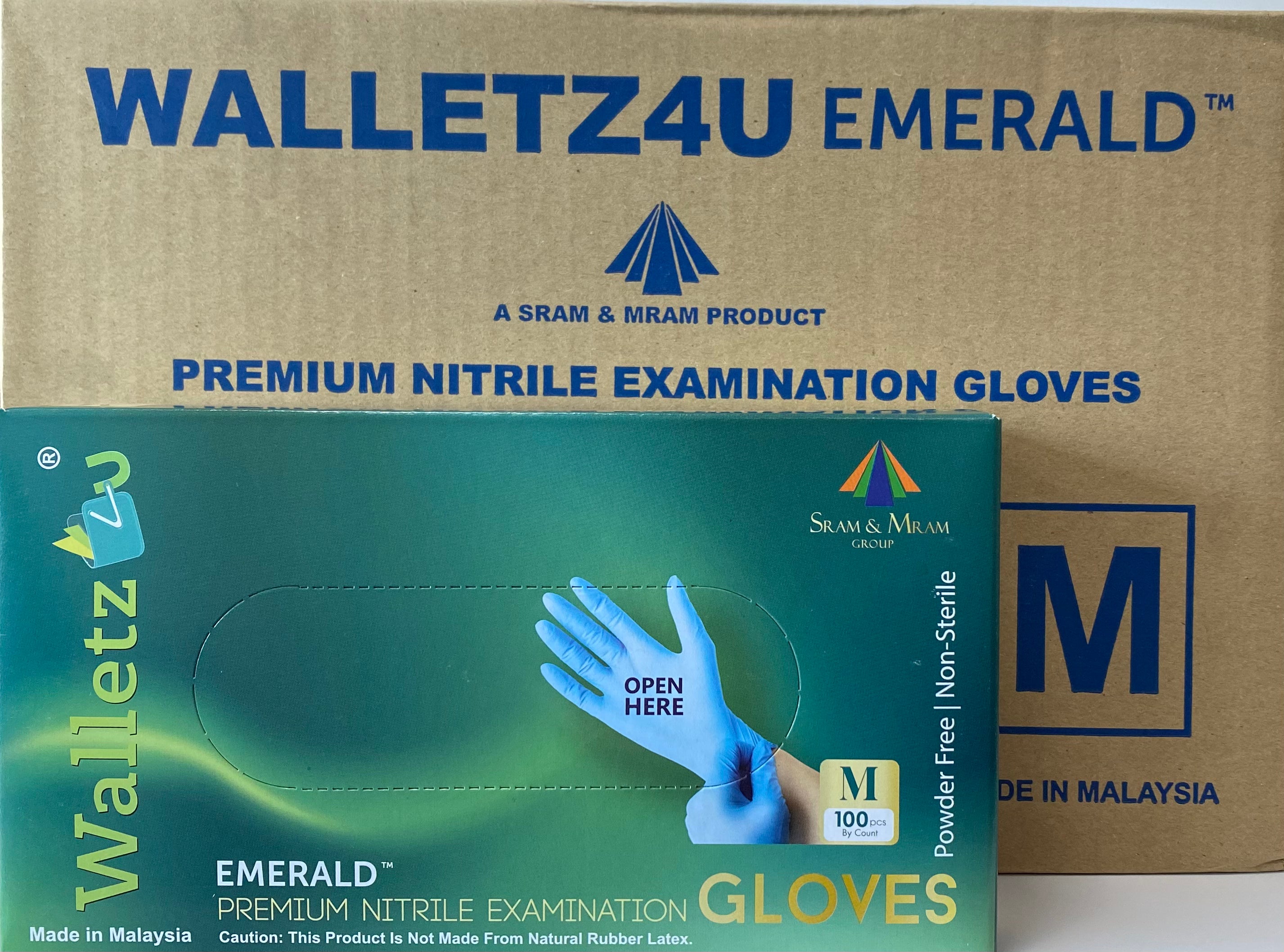 Walletz4u Gloves, Powder Free Nitrile Exam Gloves - Medium Size