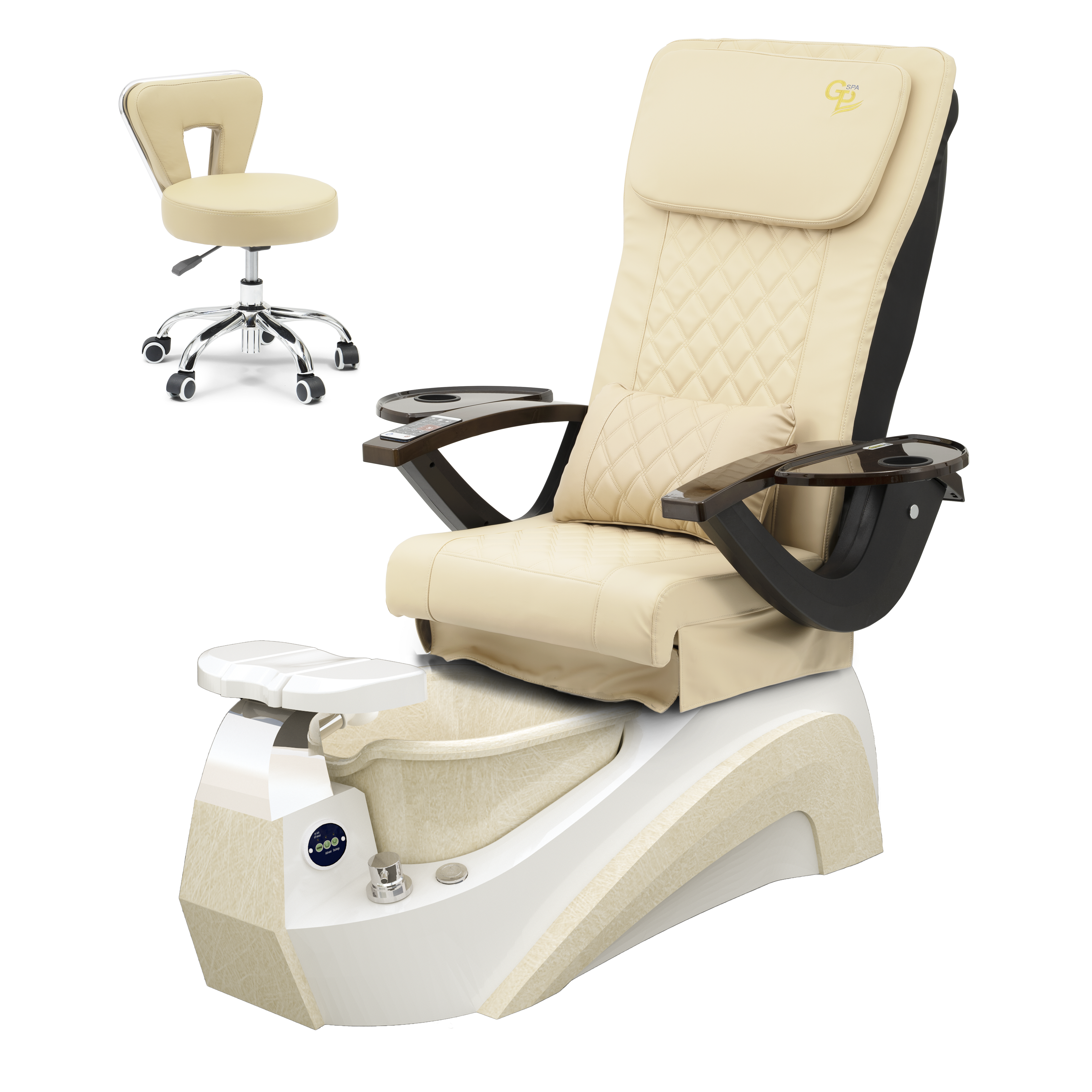 Tarex Pedicure Spa Chair  - White Base - Marble Bowl White - C01 Leather