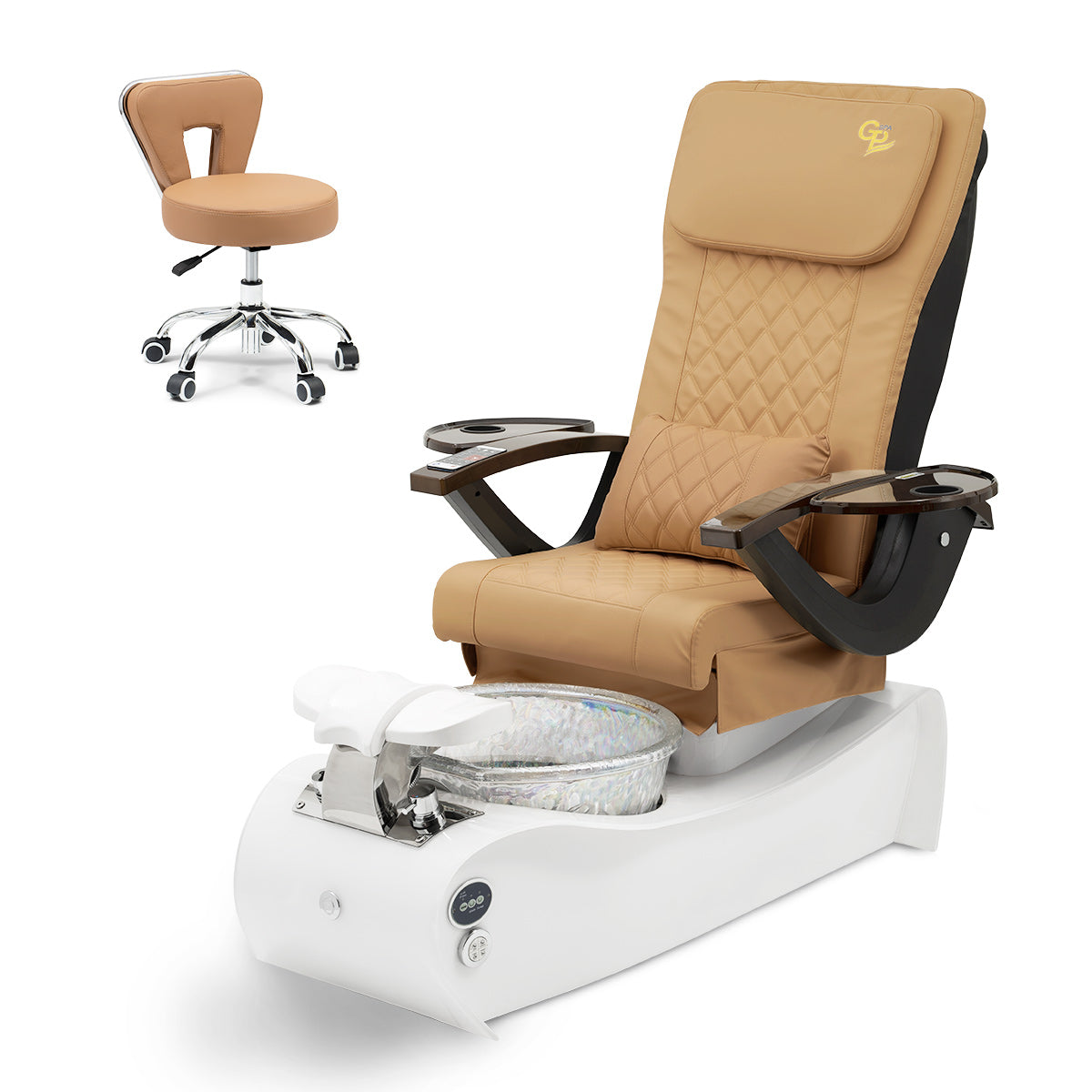 Thunder Pedicure Spa Chair  - White Base - Unicorn Bowl - C01 Leather